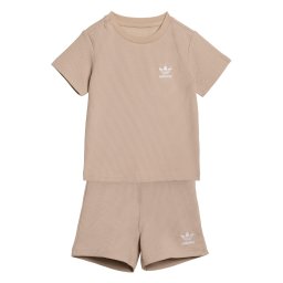 ADIDAS ORIGINALS Set 'REGULAR WAFFLE SHORT T-SHIRT' kaki / alb