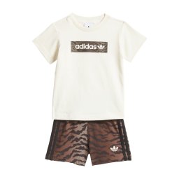 ADIDAS ORIGINALS Set 'AOP SHORT TEE' maro / ciocolatiu / alb natural