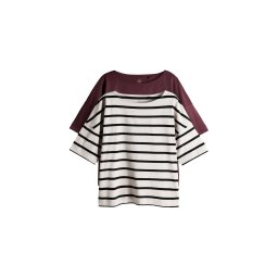 The Set Tricou crem / roșu bordeaux / negru
