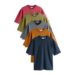 Next Tricou bleumarin / galben șofran / gri / verde / roșu