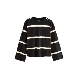 Next Tricou negru / alb natural