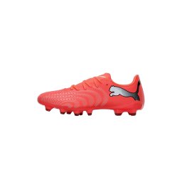 PUMA Ghete de fotbal 'Future 9 Play' gri argintiu / roșu orange / roșu neon / alb