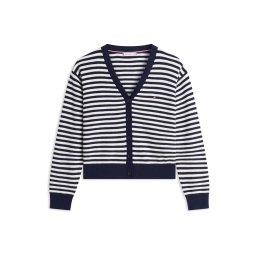TOMMY HILFIGER Geacă tricotată bleumarin / alb