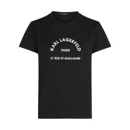 Karl Lagerfeld Tricou 'Rue St-Guillaume' negru / alb