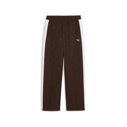 PUMA Pantaloni 'T7' ciocolatiu / maro închis / alb