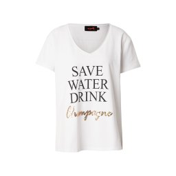 miss goodlife Tricou 'Save Water Drink' auriu / negru / alb