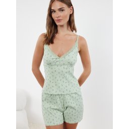 Trendyol Pantaloni scurți verde mentă / verde închis / portocaliu caisă / roz