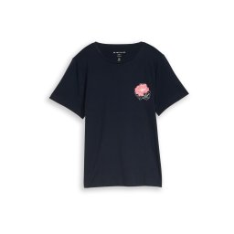 TOM TAILOR Tricou albastru închis / roz pitaya / alb