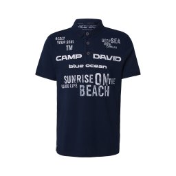 CAMP DAVID Tricou albastru marin / alb