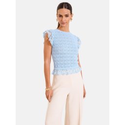 Lipsy Top brodat albastru deschis