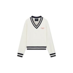 GUESS Pulover albastru marin / alb murdar