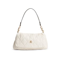 TOMMY HILFIGER Geantă de umăr 'Quilted TH Monogram Shoulder' crem