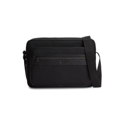 TOMMY HILFIGER Geantă de umăr 'Logo Mixed Texture Messenger' negru