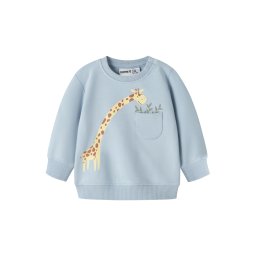 NAME IT Bluză de molton 'NBMHALL' albastru pastel / maro coniac / galben deschis