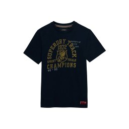 Superdry & Co Tricou 'Vintage Prep' bleumarin / galben muștar / auriu / gri deschis