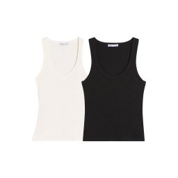 Bershka Top negru / alb