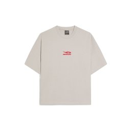 Bershka Tricou 'OUT OF CORE' gri deschis / roșu cireș