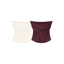 Bershka Top roșu vin / alb murdar