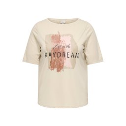 ONLY Carmakoma Tricou 'CARNICKY' bej / alb kitt / șamoa / negru