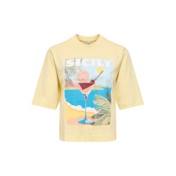 ONLY Tricou 'ONLVEGA' azur / albastru deschis / galben deschis / portocaliu pastel