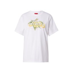 HUGO Tricou 'Vintage' galben citron / verde iarbă / alb