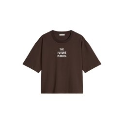 Marc O'Polo Tricou 'Woman's Day' maro închis / alb