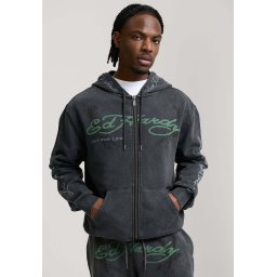 Ed Hardy Hanorac 'Art For Life' verde smarald / roșu burgundy / negru