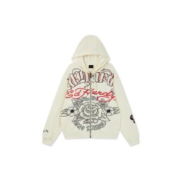 Ed Hardy Hanorac 'Gothic Roses' ecru / albastru pastel / roșu / negru