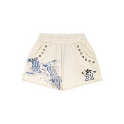 Ed Hardy Pantaloni 'Fighting Eagle' ecru / bleumarin / negru