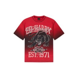 Ed Hardy Tricou 'Panther' roz / roșu cranberry / roşu închis / negru