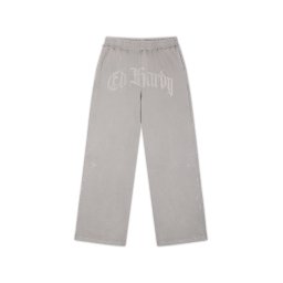 Ed Hardy Pantaloni gri deschis / alb murdar