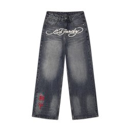 Ed Hardy Jeans 'Tattoo City Tiger' galben / roșu / negru denim / alb