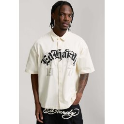 Ed Hardy Cămașă ecru / gri deschis / negru