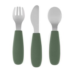 Petite&Mars Take&Match Stainless Steel Cutlery Set tacâmuri pentru copii Misty Green 12m+ 3 buc