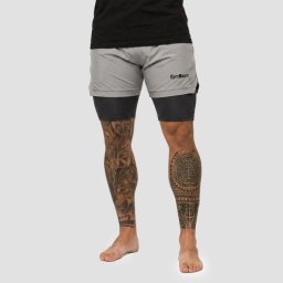 GymBeam Pantaloni scurți pentru bărbați 2in1 Iron Smoke S