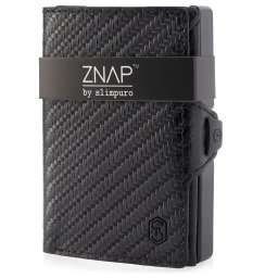Slimpuro ZNAP, portofel subțire, 8 cărți, compartiment pentru monede, 8,9 × 1,5 × 6,3 cm (L × Î × l), protecție RFID (F3-BSJI-8M8B)