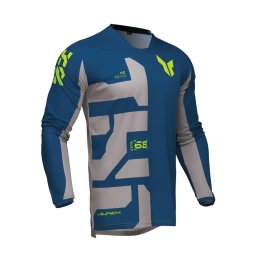 Tricou (bluza) cross-enduro Thor model Launchmode Forge culoare: albastru/gri/galben fluor