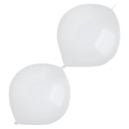 Set 10 baloane latex doua capete link o loon alb 30 cm