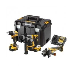 Dewalt - DCD800N + DCH172N + DCG405N - Masina de gaurit si insurubat cu percutie, 90 Nm + Rotopercutor SDS-Plus, 1.4 J + Polizor unghiular, 125 mm + Set 2 acumulatori si incarcator, Li-Ion, 18 V, 5 Ah + valiza speciala