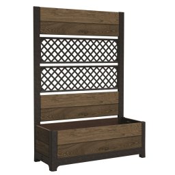 Jardiniera pentru exterior, polipropilena, maro nuc, Keter Deco Tulip, pentru gradina, terasa, balcon, forma dreptunghiulara, maro, cu paravan decorativ, rezistenta UV, 110 L