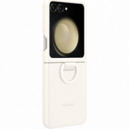 Husa Silicone Case with Ring pentru Galaxy Flip5, Cream