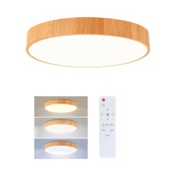 Brilagi - Plafonieră LED dimabilă POOL, LED/36W/230V, Ø 30 cm, decor lemn +telecomandă