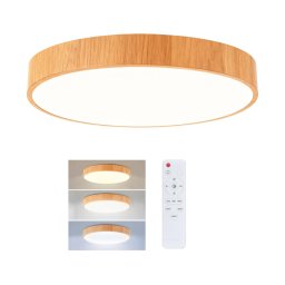 Brilagi - Plafonieră LED POOL, dimabilă, 50W/230V, Ø 40 cm, finisaj lemn + telecomandă