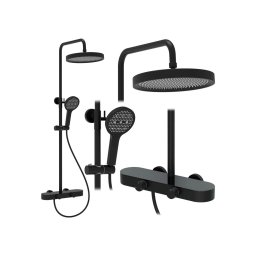 REA-P0360 - Set de duș cu baterie CREO, negru mat