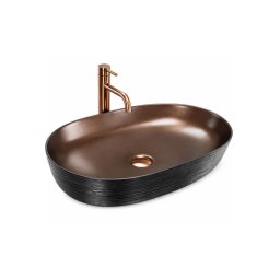 REA-U6383 - Lavoar pe blat CLEO 41x60,5 cm ceramică/negru/cupru periat