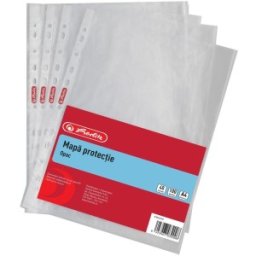 Folii Plastic A4 cu Perforatii, 40 Microni, 100 de Bucati, Herlitz