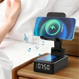 Incarcator wireless 15W cu ceas si difuzor