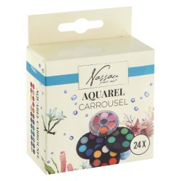 Set 24 acuarele tip carusel pentru copii, compacte si usor de transportat
