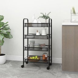 Carucior de bucatarie, 4 niveluri, negru, 46x26x85 cm, fier GartenMobel Dekor