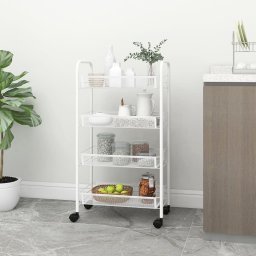 Carucior de bucatarie, 4 niveluri, alb, 46x26x85 cm, fier GartenMobel Dekor
